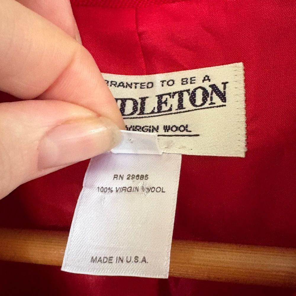 Vintage PENDLETON 100% virgin wool red blazer lined jacket gold buttons sz 10P - Picture 6 of 12